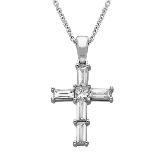 18ct White Gold .61ct Diamond Cross Necklace