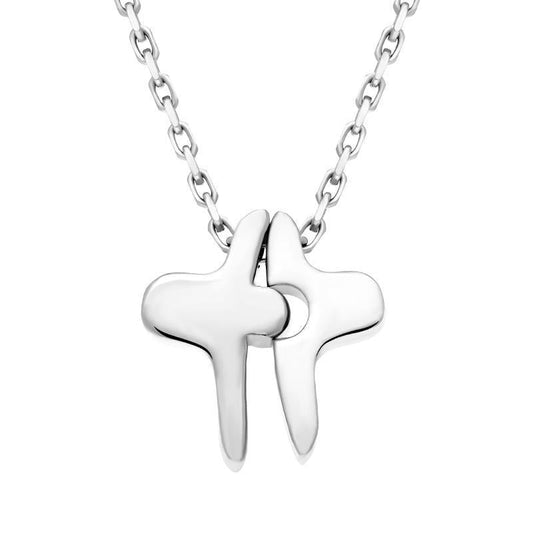 18ct White Gold Diamond Jigsaw Cross Necklace