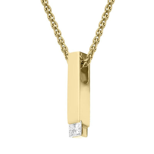 18ct Yellow Gold Diamond Princess Cut Bar Necklace