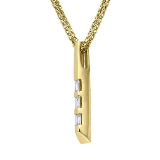 18ct Yellow Gold Diamond Set Baguette Bar Necklace