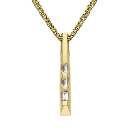 18ct Yellow Gold Diamond Set Baguette Bar Necklace