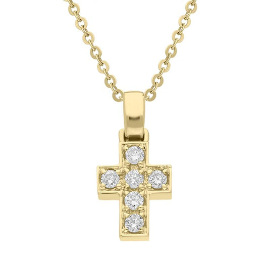 18ct Yellow Gold Diamond Cross Necklace D