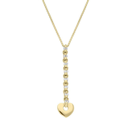 18ct Yellow Gold Diamond Heart Drop Necklace