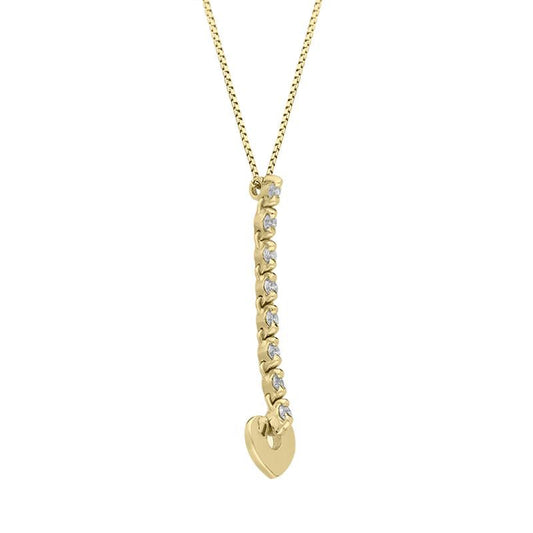 18ct Yellow Gold Diamond Heart Drop Necklace