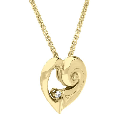 18ct Yellow Gold Diamond Heart Shell Necklace