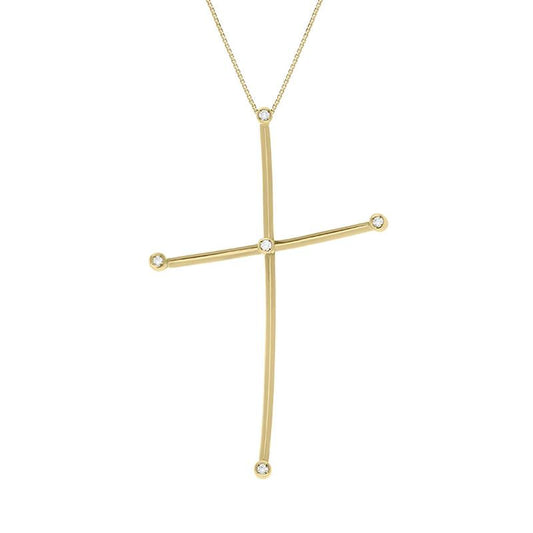 18ct Yellow Gold Diamond Cross Necklace