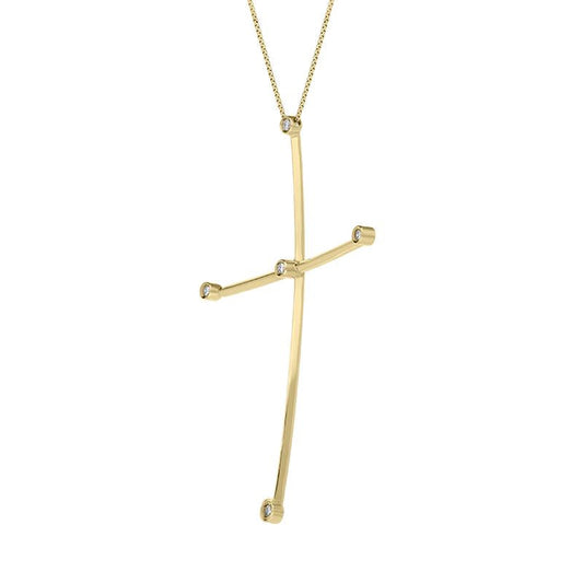 18ct Yellow Gold Diamond Cross Necklace