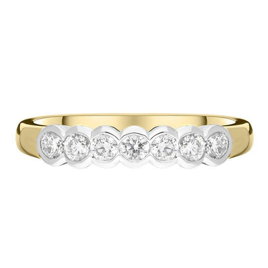 18ct Yellow Gold .44ct Diamond Bezel Set Wedding Half Eternity Ring