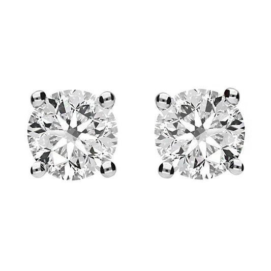 18ct Yellow and White Gold .83 Carat Diamond Solitaire Stud Earrings D