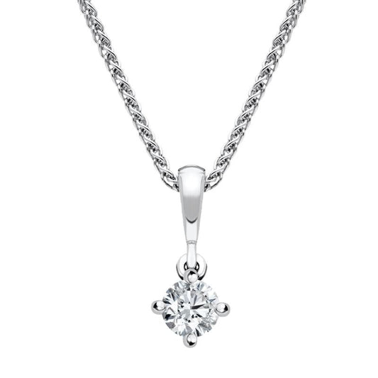 18ct White Gold .25ct Diamond Brilliant Cut Solitaire Necklace