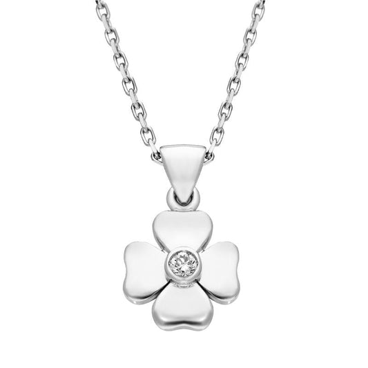 18ct White Gold .1ct Diamond Heart Cross Necklace