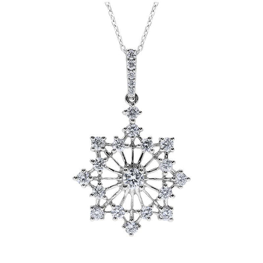 18ct White Gold .43ct Diamond Snowflake Necklace