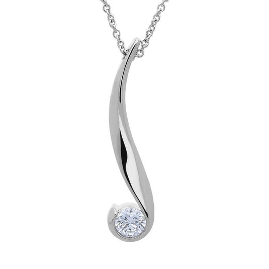 18ct White Gold .6ct Diamond Curved Solitaire Necklace