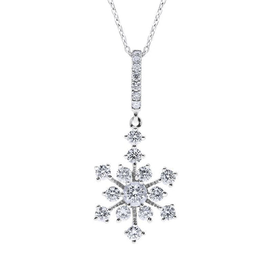 18ct White Gold .64ct Diamond Snowflake Necklace