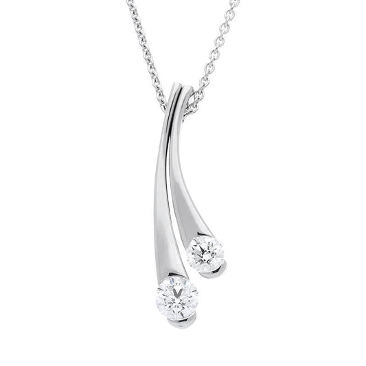 18ct White Gold .98ct Diamond Moving Bar Drop Necklace D