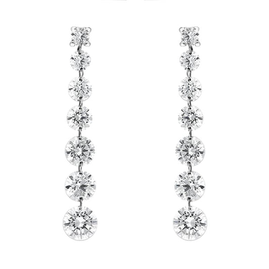 18ct White Gold 1.8ct Diamond Cascading Drop Earrings D