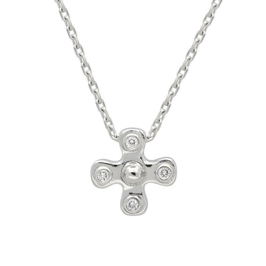 18ct White Gold Diamond Cross Necklace