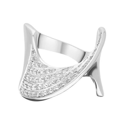 18ct White Gold Diamond Twisted Dress Ring