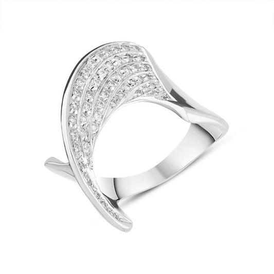 18ct White Gold Diamond Twisted Dress Ring