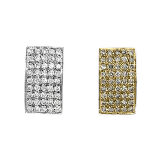 18ct Yellow and White Gold Diamond Pave Hoop Earrings