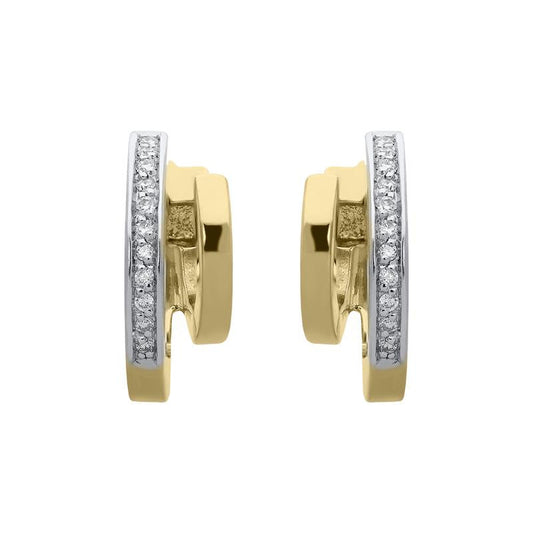 18ct Yellow Gold .12ct Diamond Shaped Hoop Earrings