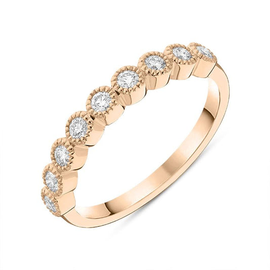 18ct Rose Gold .27ct Diamond Bezel Set Half Eternity Ring