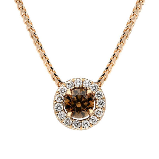 18ct Rose Gold Brown and White Diamond Round Cluster Pendant