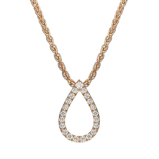 18ct Rose Gold Diamond Pave Set Pear Necklace