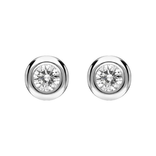 18ct White Gold .14ct Diamond Tube Set Round Stud Earrings