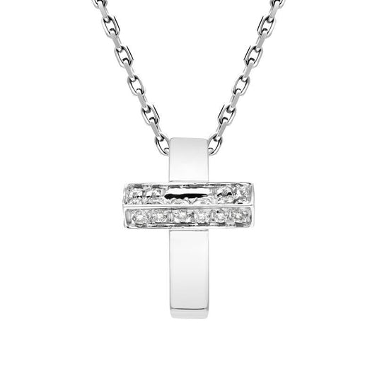 18ct White Gold .18ct Diamond Cross Box Necklace