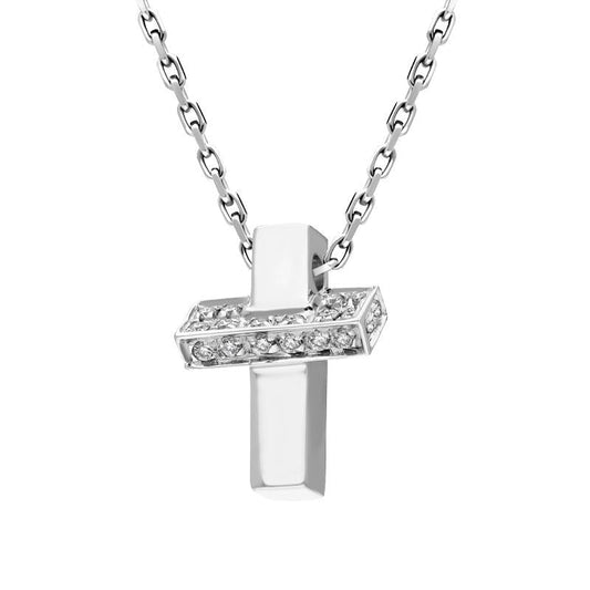 18ct White Gold .18ct Diamond Cross Box Necklace