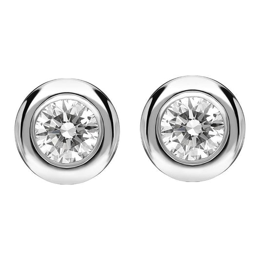 18ct White Gold .2ct Diamond Tube Set Round Stud Earrings