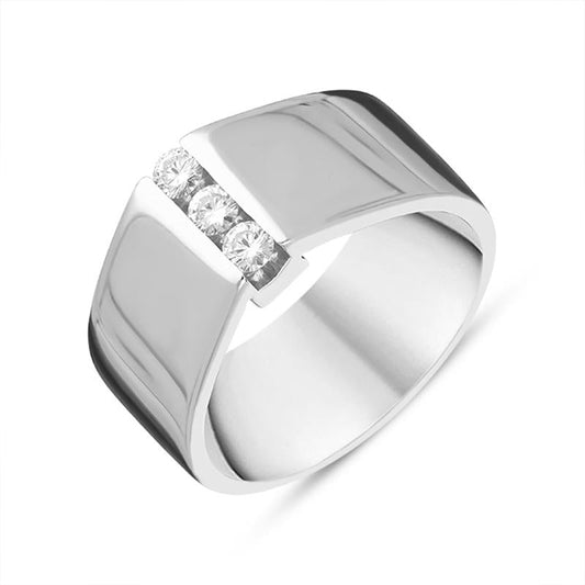 18ct White Gold .2ct Diamond Wide Pointed Band Ring