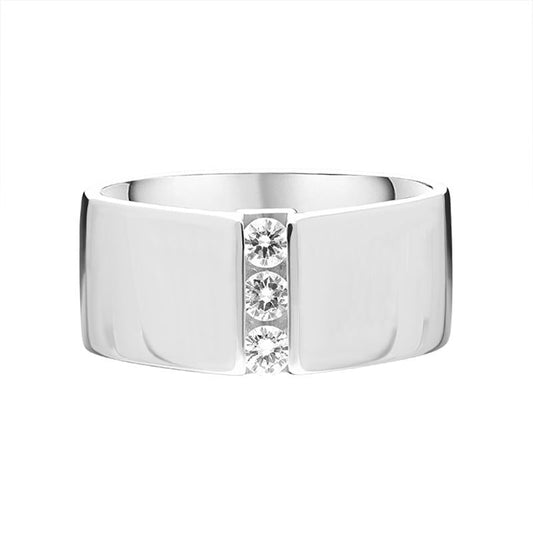 18ct White Gold .2ct Diamond Wide Pointed Band Ring