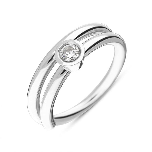 18ct White Gold .21ct Diamond Tube Set Ring