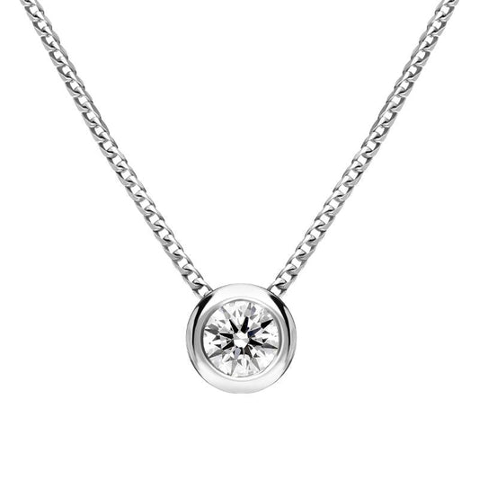 18ct White Gold .23ct Diamond Round Tube Set Pendant