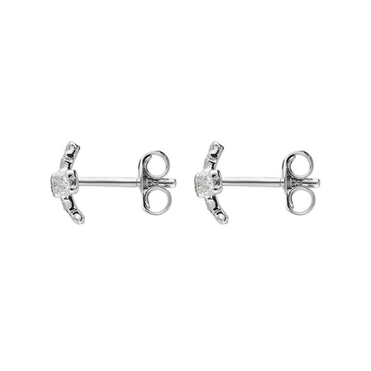 18ct White Gold .23ct Diamond Small Cross Shape Stud Earrings