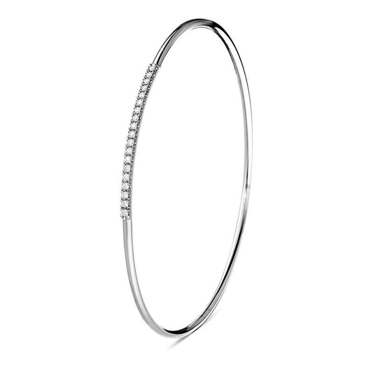 18ct White Gold .24ct Diamond Inline Slim Bangle