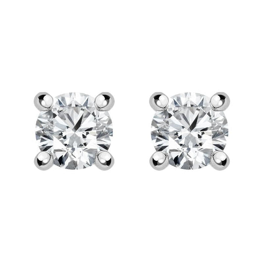 18ct White Gold .26ct Diamond Claw Set Solitaire Stud Earrings