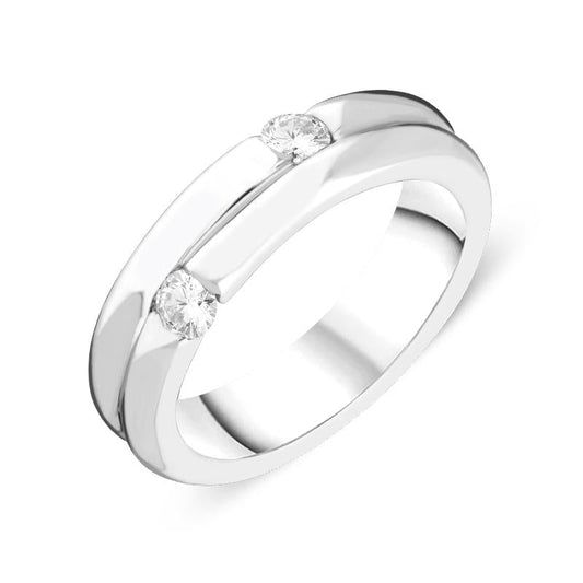 18ct White Gold .26ct Diamond Double Band Ring