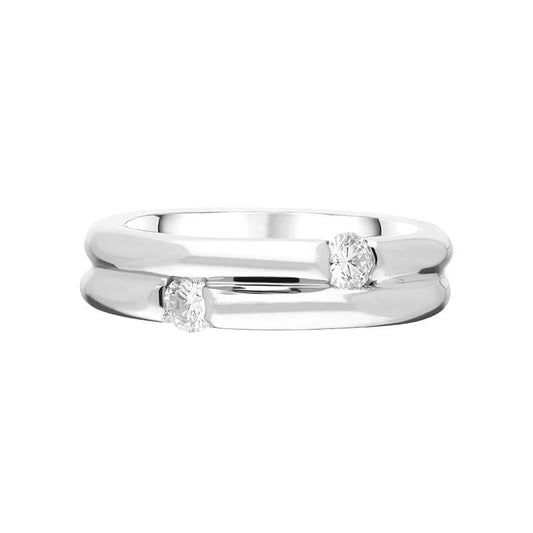 18ct White Gold .26ct Diamond Double Band Ring