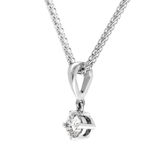 18ct White Gold .3ct Diamond Brilliant Cut Solitaire Necklace