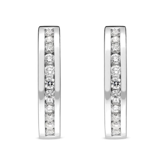 18ct White Gold .3ct Diamond Half Eternity Hoop Earrings