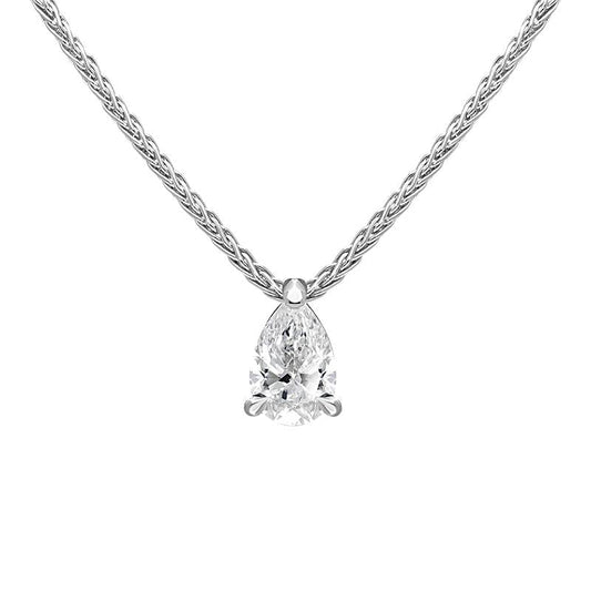 18ct White Gold .32ct Diamond Solitaire Pear Necklace