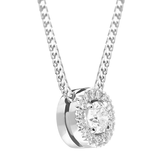 18ct White Gold .33ct Brilliant Cut Diamond Pave Round Necklace