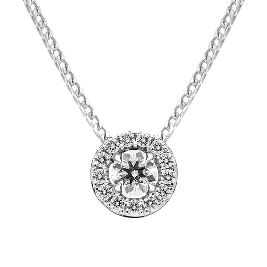 18ct White Gold .34ct Diamond Round Cluster Pendant