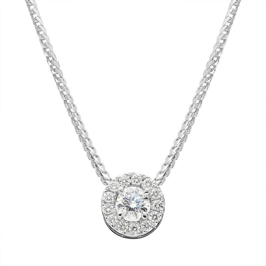 18ct White Gold .36ct Diamond Claw and Pave Set Round Necklace