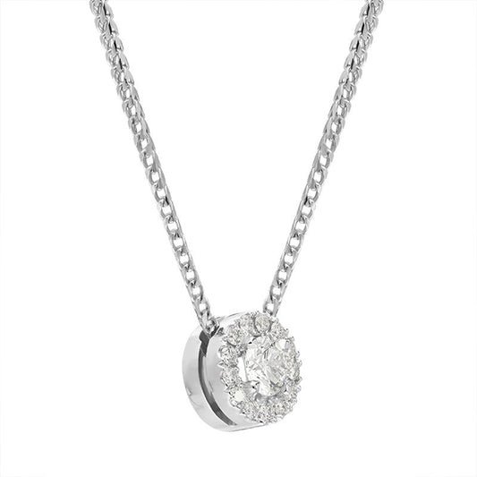 18ct White Gold .36ct Diamond Claw and Pave Set Round Necklace