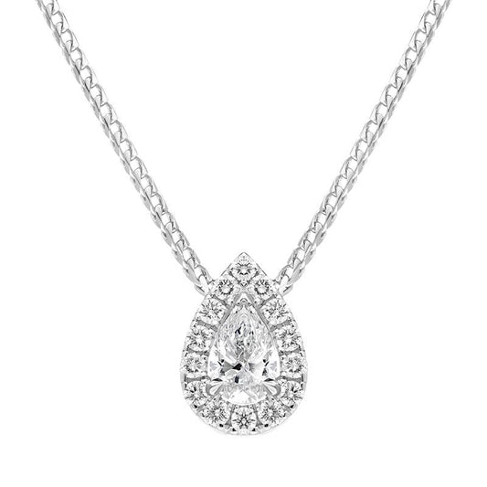 18ct White Gold .4ct Diamond Pave Pear Necklace