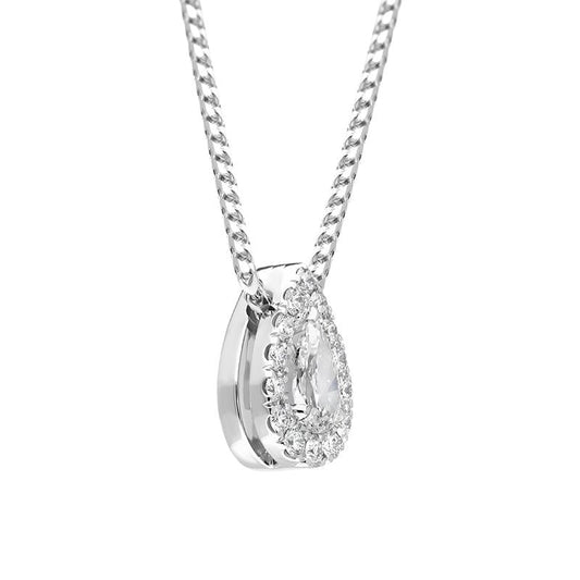 18ct White Gold .4ct Diamond Pave Pear Necklace